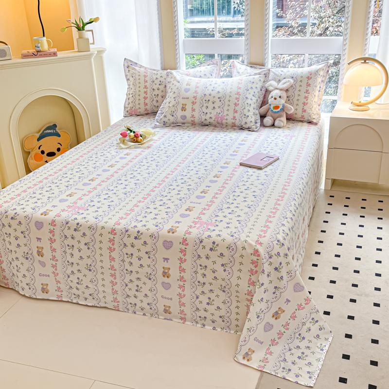 100% Cotton Flat Sheet Floral Style Bedsheet Skin-friendly Bed Linen Sabanas Para Cama Home Bed Flat Sheets (No Pillowcase)