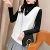 Sweater Vest V-neck Sleeveless Knitted Camisole Women's Retro Sweater Vest Solid Color Interior Layering Autumn and Winter