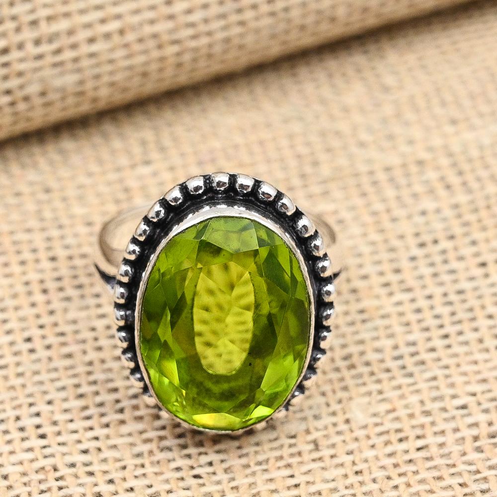 Peridot Gemstone Handmade 925 Solid Sterling Silver Jewelry Ring For Women