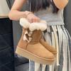 Wear Thick-soled Snow Boots Outside, Women's Medium Tube 2025 New Winter New Products, Piled, Thickened and Lightweight Fur Integrated Cotton Shoes