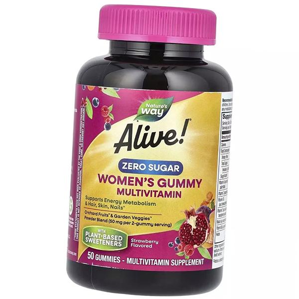 Vitamins for Women, Alive! Women's Gummy Multivitamin Zero Sugar, Nature's Way  50tab Strawberry (36344153)