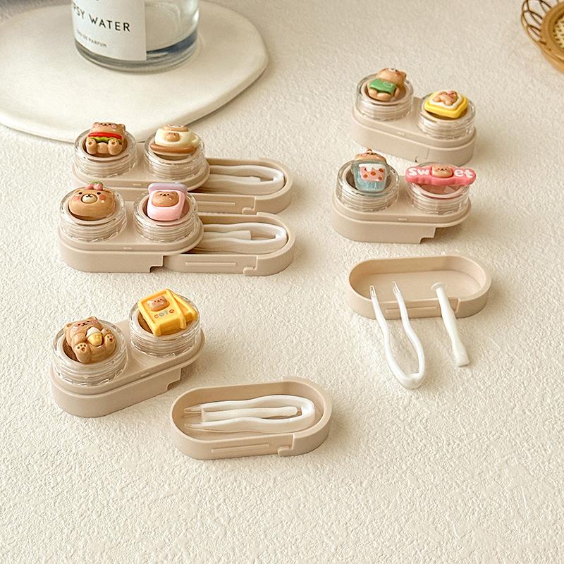 Портативный милый медведь коробка для контактных линз держатель дорожный чехол для контактных линз для глаз контейнер для хранения дорожные аксессуары