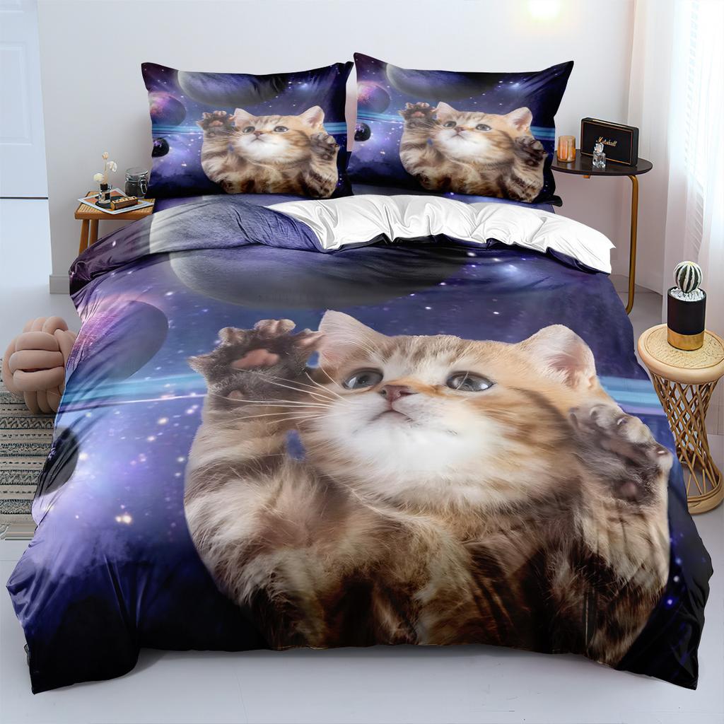 Pet cat Duvet Cover set, Cute cat series Bedding Set Adult Boy Girl Bedroom Decoration Children Gift Single Double Large Size