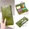 Waxed Leather RFID Anti-Theft Double-Zip Long Wallet & Clutch for Women - Retro European & American Style