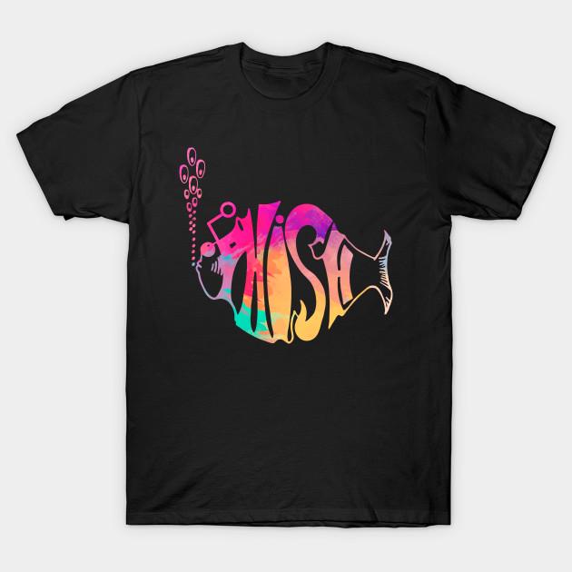 Asian Size Men Black Print T-shirt Phish Rainbow No-Cut Heat Transfer Print Cotton Tshirt