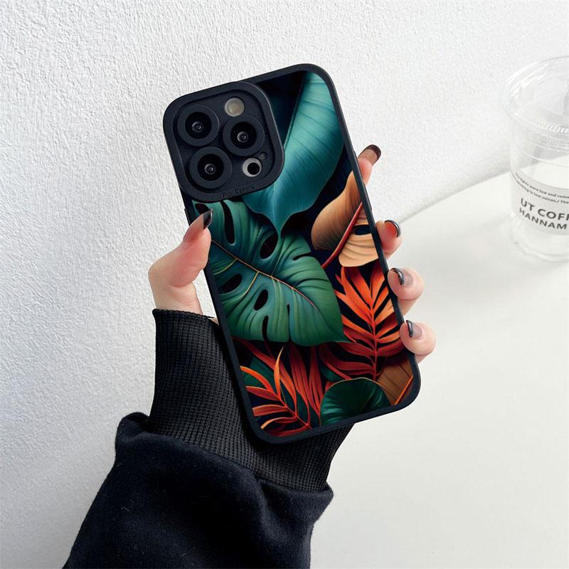 Чехол Листья Монстеры Зеленый Для iPhone 14 Plus 14 13 12 11 Pro Max XR XS X 7 8 Plus SE 2020 Чехлы Милые Мягкие Силиконовые Задние Крышки