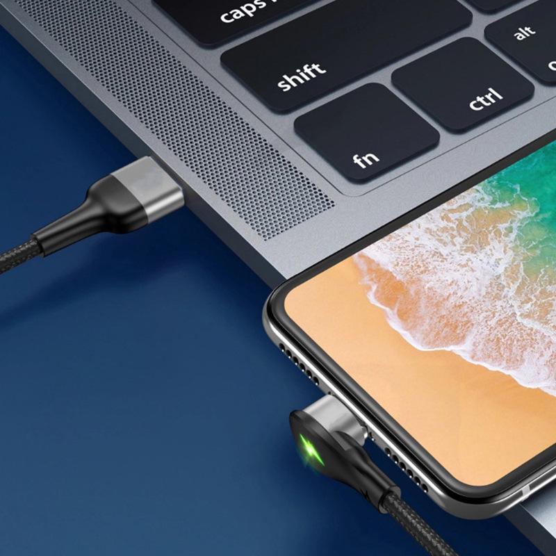 Магнитный кабель для зарядки 3-в-1 с угловым разъемом для Apple, Type-C, Android-телефонов