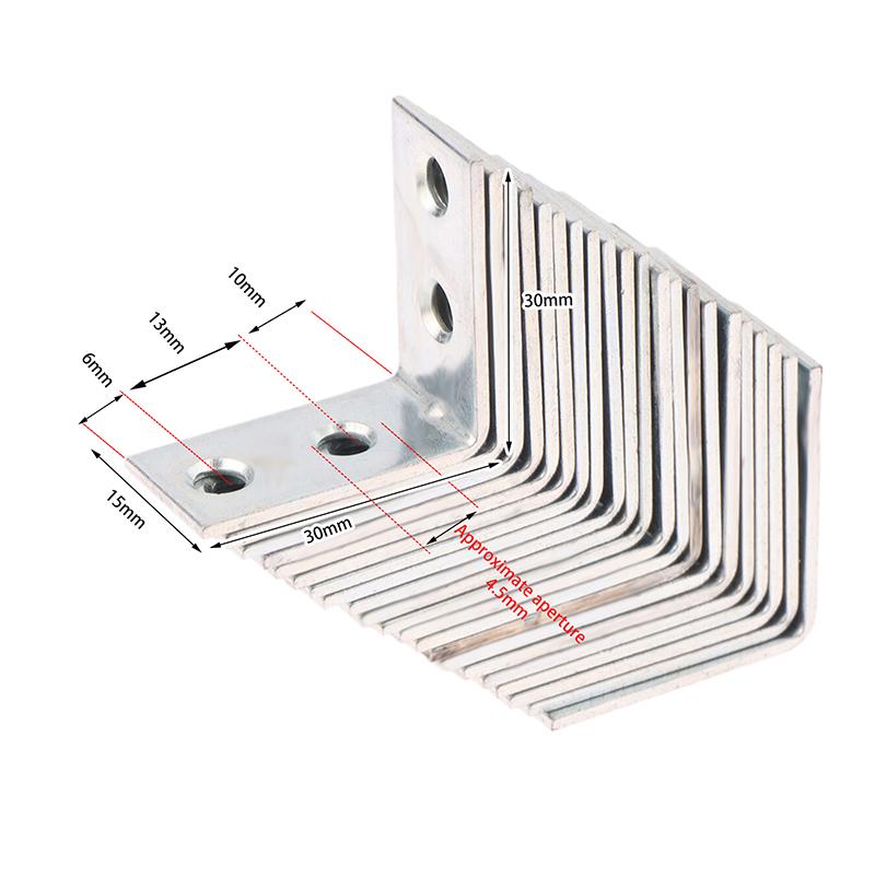 20 шт. L-образных угловых кронштейнов Металлические угловые скобы Кронштейн для полки ящика Настенный кронштейн Фиксация Прямоугольные угловые скобы Мебельная фурнитура