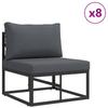 Garden Sofa Set with Cushions 11 pcs Black Aluminum