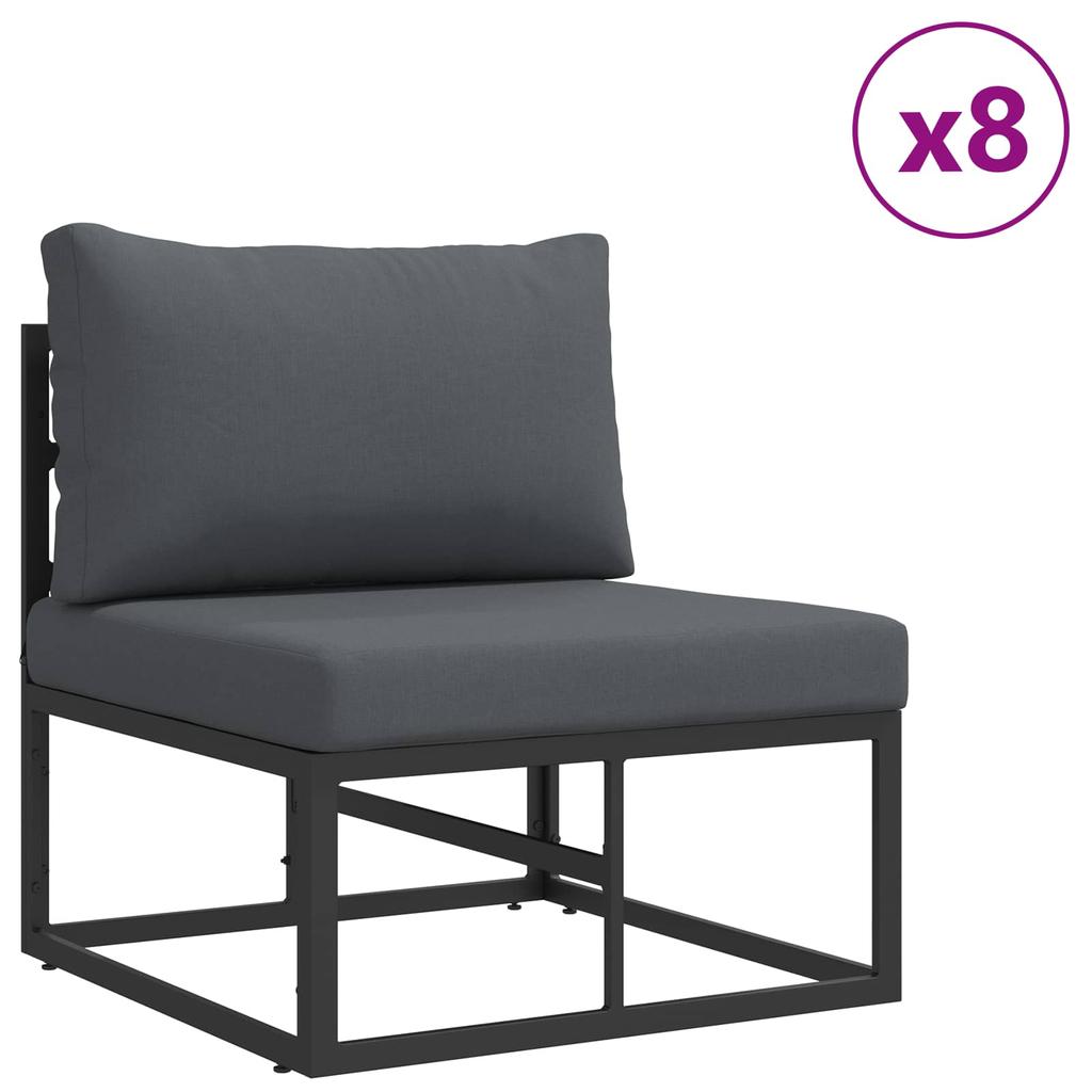 Garden Sofa Set with Cushions 11 pcs Black Aluminum