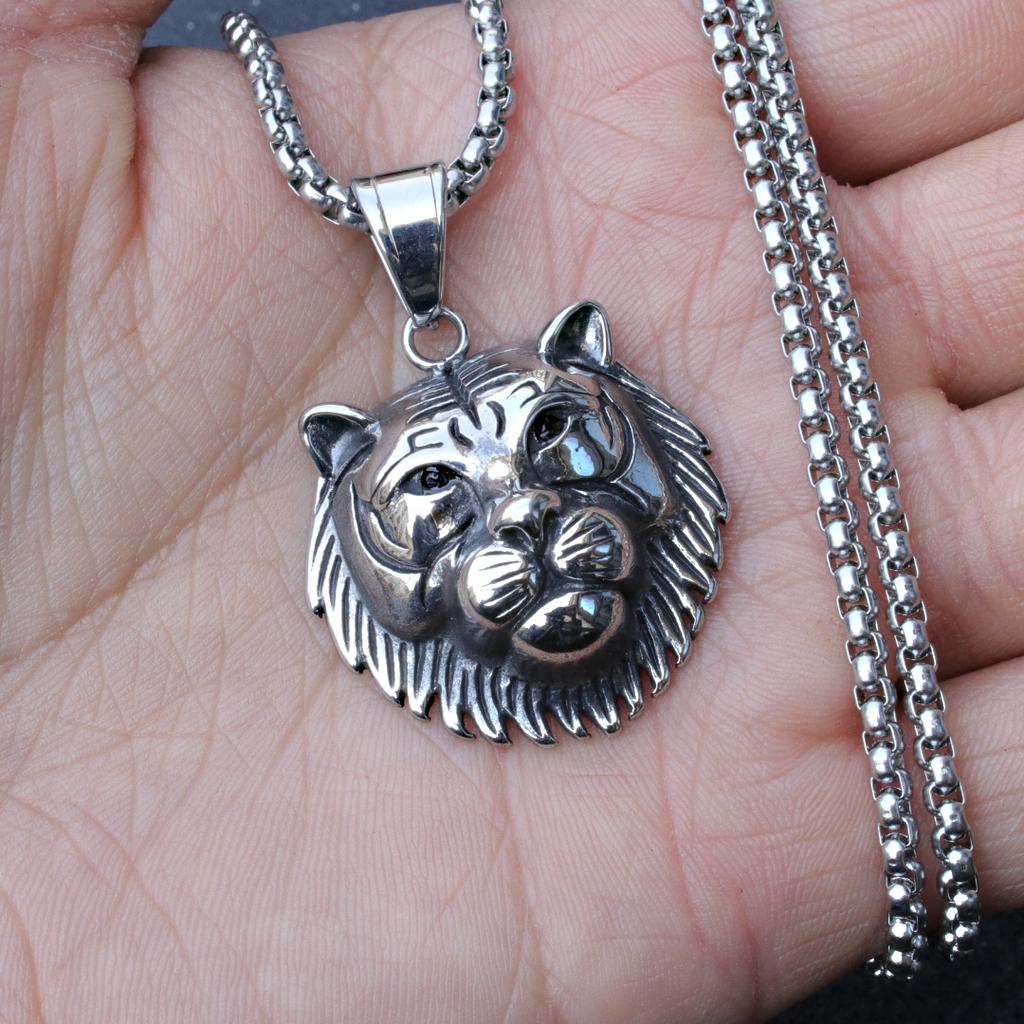 New Titanium Steel Wolf Head Accessory Nordic Viking Titanium Steel Hip Hop Necklace for Men