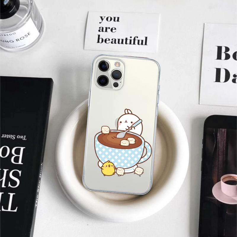 M-Molang Phone Case For iPhone 16 15 14 11 12 13 Mini Pro XS Max Cover 6 7 8 Plus X Funda Shell