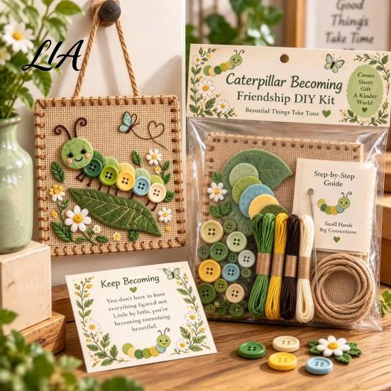 Personalized Holiday Gifts Button Blessing Friendship DIY Kit, Animal Insect Craft Art And Supplies for Beginners Kit Adults Teens, Handmade