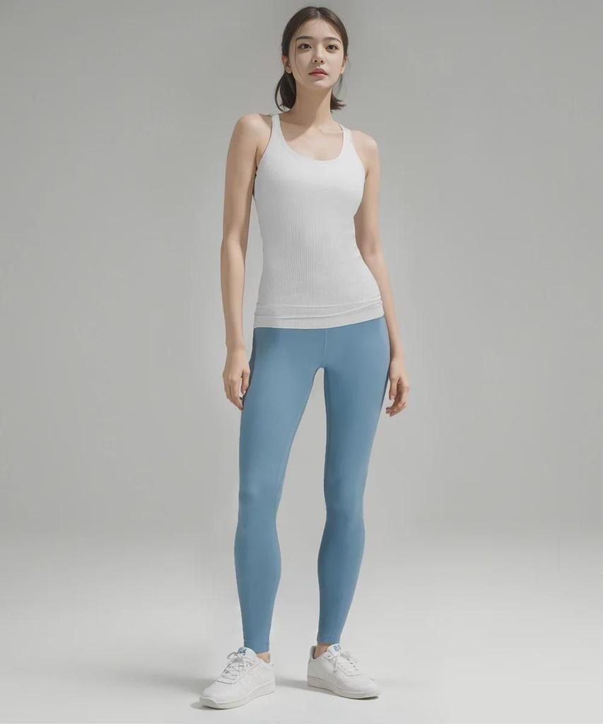 Женский бесшовный трикотажный жилет для йоги в рубчик с I-образной спинкой — облегающий, высокоэластичный спортивный костюм