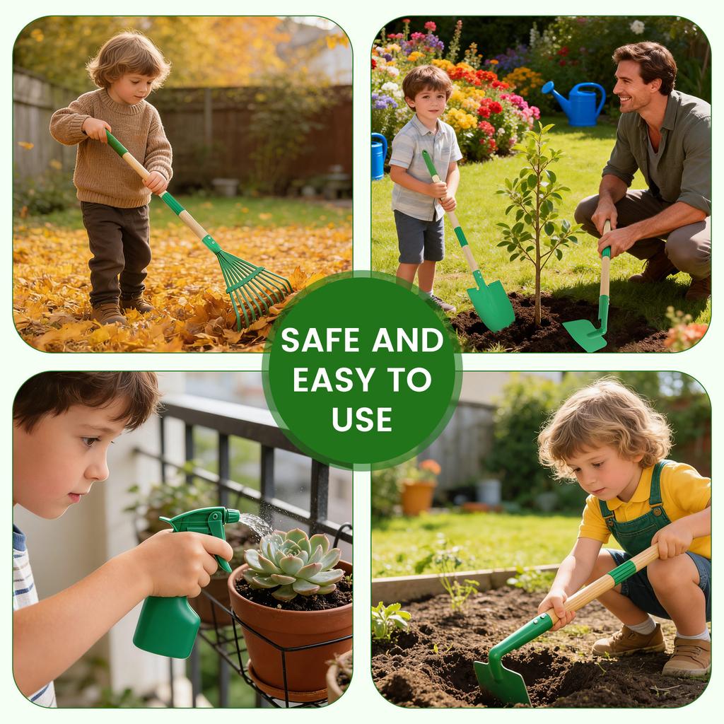 6/7Pcs Kids Gardening Tools Set Metal Rustproof Gardening Planting Tools with Wood Handle Educational Toddler Outdoor Garden Toy