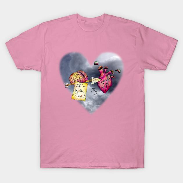 Футболка женская Im With Stupid No Eyes Harajuku Print Kawaii футболка летняя женская футболка с коротким рукавом топ футболка