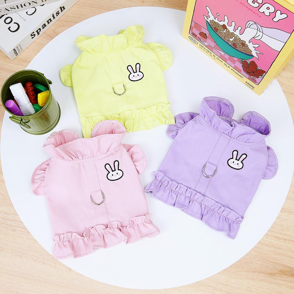 2023 Spring and Summer Pet Clothes Puppy Clothes Teddy Clothes Chest Back Dog Skirt Rabbit Cowboy Chest Back Wholesale