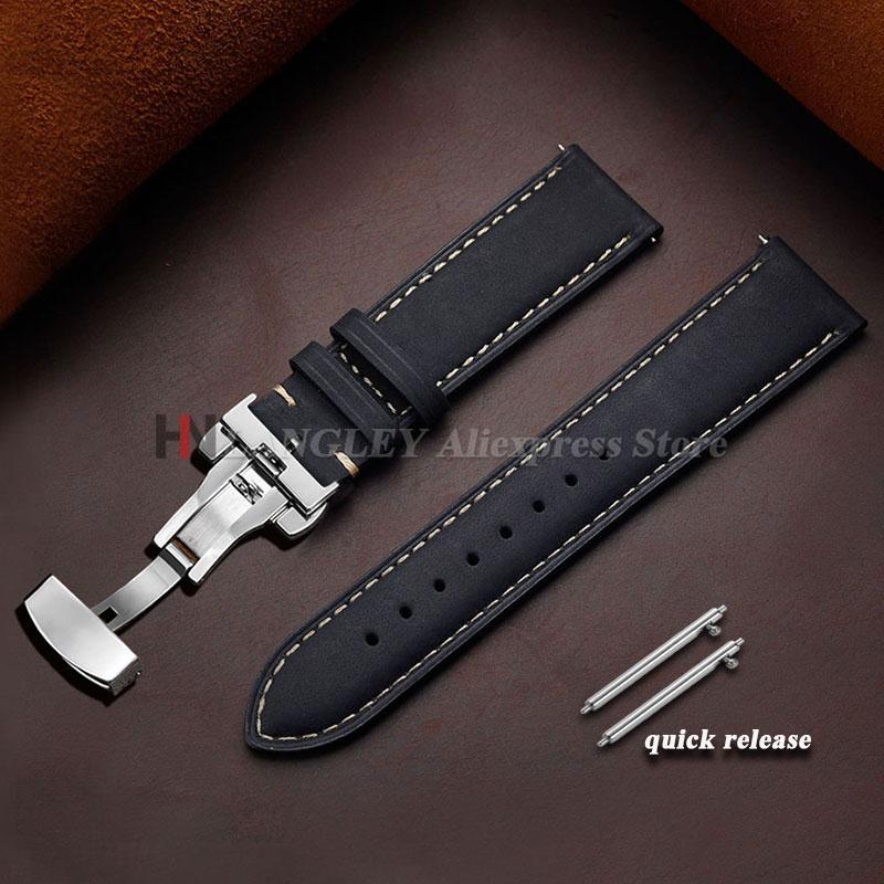 Натуральная Коровья Кожа Ремешок для Часов Omega Business Ремешок для Seiko 14/16/18/20/22/24мм Бабочка Пряжка Прошивка Коричневые Ремешки
