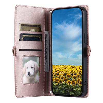 Для Xiaomi Poco M6 Pro 4G/Redmi Note 13 Pro 4G Кожаный чехол-кошелек с подставкой и ремешками