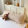 Cotton Double Layer Gauze Pillowcase With Floral Lace Trim Style Couples Zipper 48x120/150/180cm