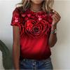 Летняя женская футболка, модные топы с короткими рукавами, повседневная футболка с круглым вырезом и 3D цветочным принтом для женщин, одежда Y2k, свободные футболки, топы