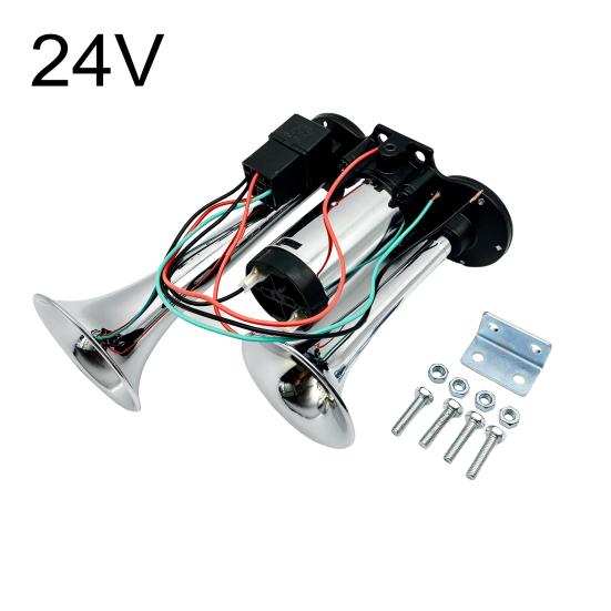 Car Air Horn Dual Trumpets with Air Compressor Simple Installation Universal Powerful Super Loud Truck Train Horn Kit