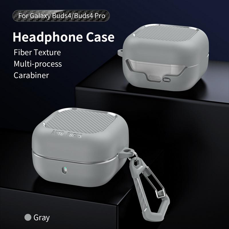 Чехол Buds 4 Pro с текстурой углеродного волокна Чехол-крышка для наушников Samsung Galaxy Buds 3 FE 4 Pro с брелоком Ударопрочный зарядный кейс для наушников
