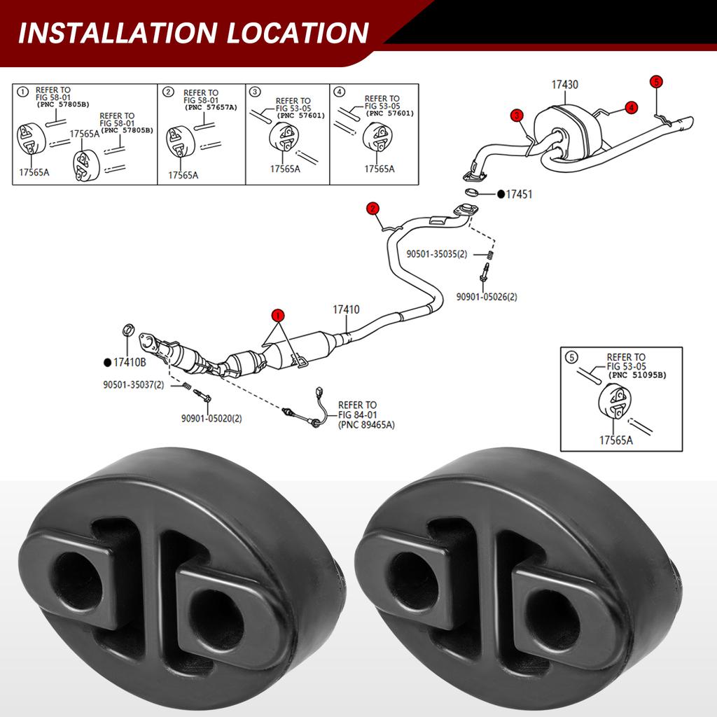 2pcs Rubber Exhaust Hangers Mounting for Lexus Toyota Aygo Vitz Yaris Peugeot 107 108 Muffler Exhaust Tail Pipe Bracket Hangers