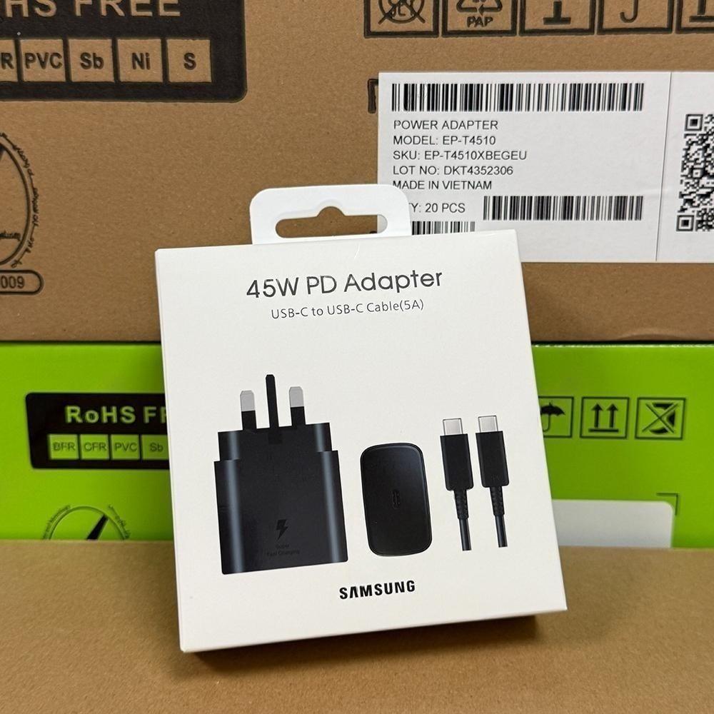Samsung Комплект быстрой зарядки PD 45 Вт (EP-TA845), Британская вилка, USB-C на USB-C кабель 5А, Супербыстрая зарядка для телефонов/планшетов Galaxy
