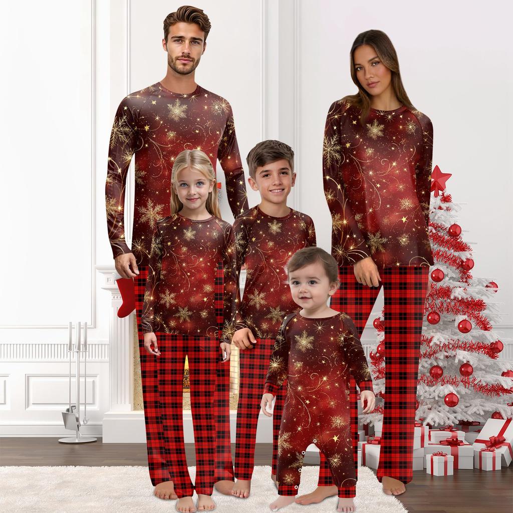 Christmas Prints Family Matching Long Sleeve Tops+Pants Set Family Matching Sets