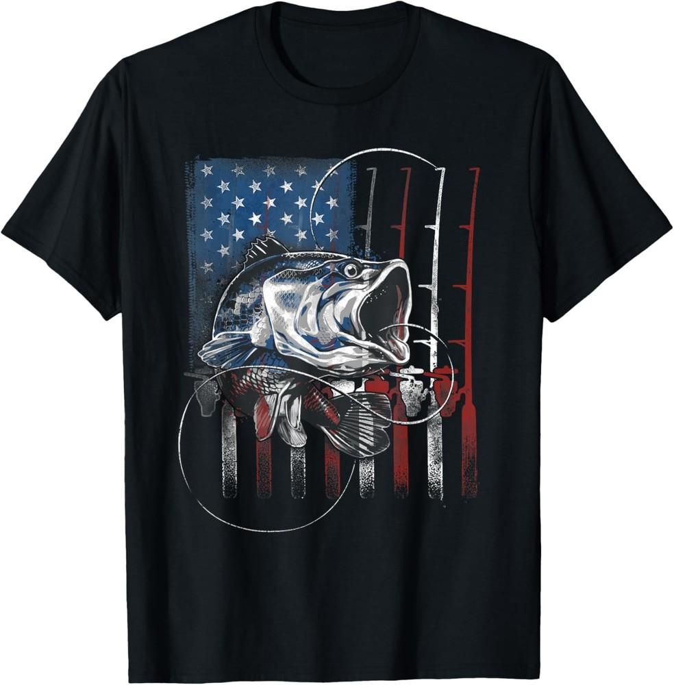 Fishing American Flag Vintage Tshirt USA Bass Fisherman Gift Unisex T-Shirt
