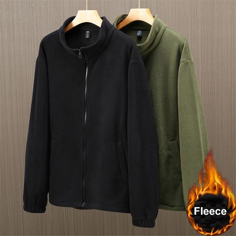 Men Winter Thcik Warm Solid Color Polar Fleece Jacket Fleece Jacket Coat Plus Size 12XL Fashion Casual Polar Fleece Coat