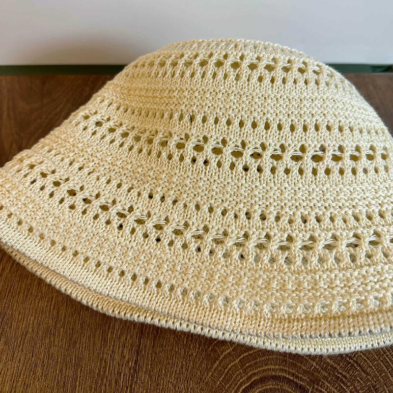 Summer New Hollow Knitted Sun Protection And Sunshade Hat For Women'S Leisure Versatile Small Fresh Fashion Pot Hat