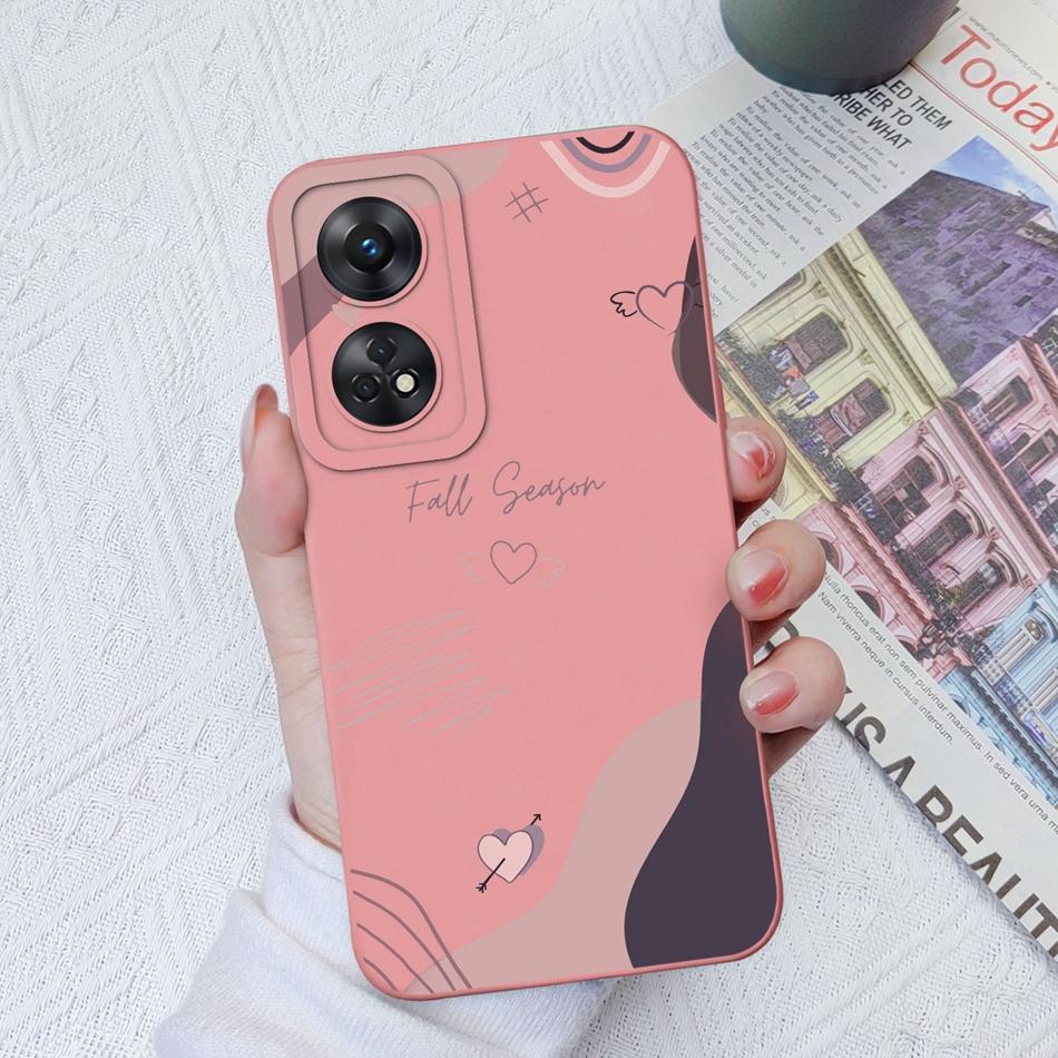 Чехол для телефона Oppo Reno 8T 8Z, Сердечко, Защита камеры, Мягкая задняя крышка из жидкого силикона для OPPO Reno8T 4G 5G 8 Lite, Бампер