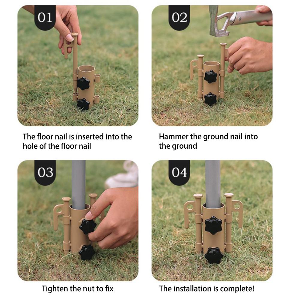 Awning Canopy Pole Fixing Pipe Ground Holder Colorful Windproof Adjustable Outdoor Camping Tent Accessories