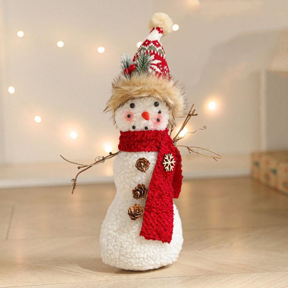 Cute Long Legs Snowman Ornaments Cartoon Plush Snowman Doll Toy Shopping Mall Hotel