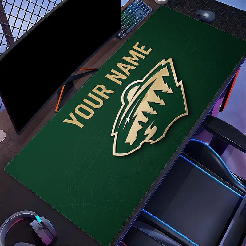 Custom Name,Minnesota Wild Mouse Pad, Large Gaming Desk Mat, Non-slip XXL Mousepad for Laptop & Tablet, Mini PC Playmat with Stitched Edges