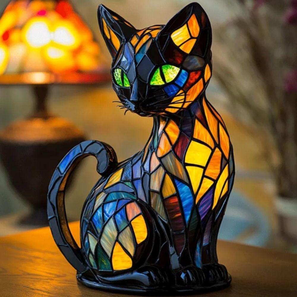 Cats Stained Resin Tabletop Retro Table Light New Night Light Home Bedroom