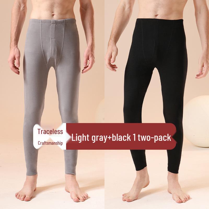 Мужские бесшовные термолеггинсы с высокой талией - Теплые осенние брюки из хлопка и шерсти