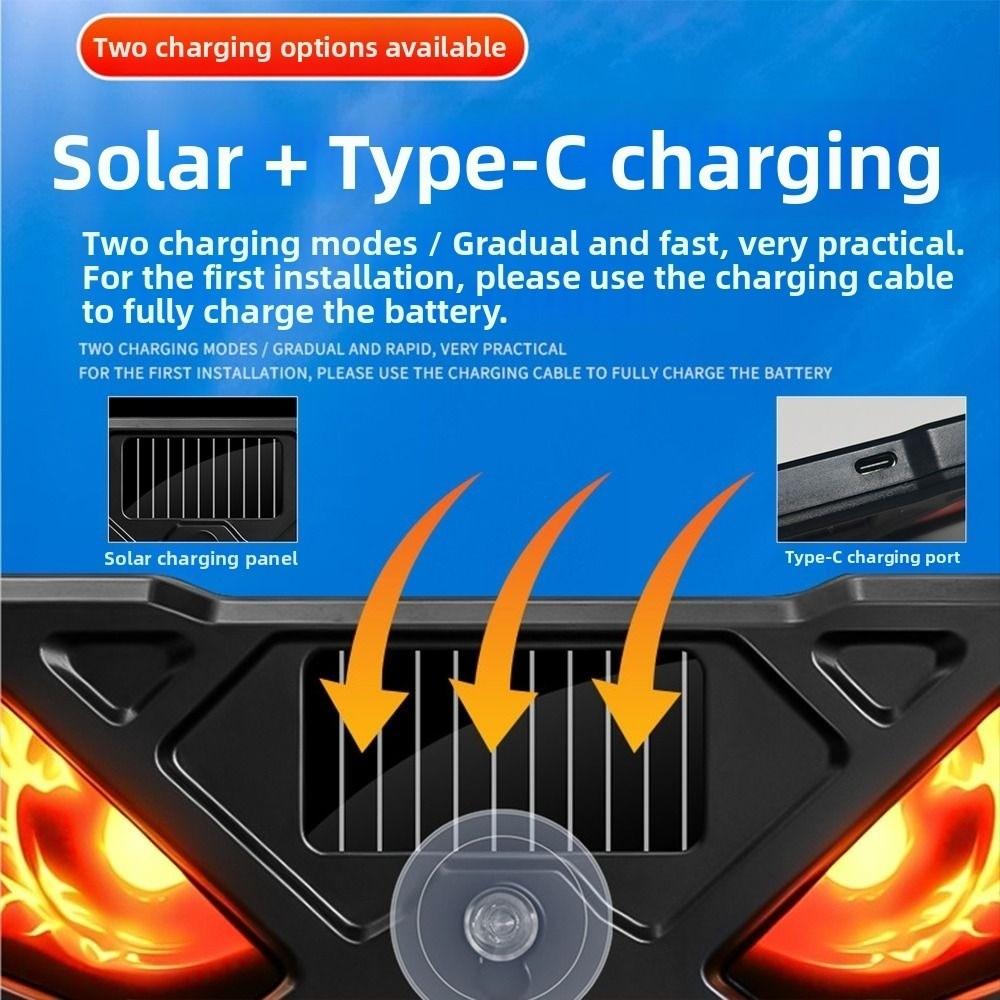 Dynamic Display Solar LED Devil Eyes Car Lights Solar Powered Car Warning Light  Windshield