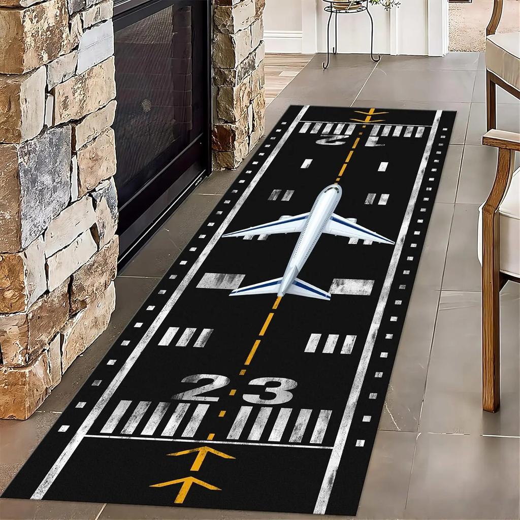 Airplane Runway Long Hallway Rug Runners Airport Aircraft Carpet Pet Friendly Foldable Carpets Resistant Rugs for Bedroom Rugs