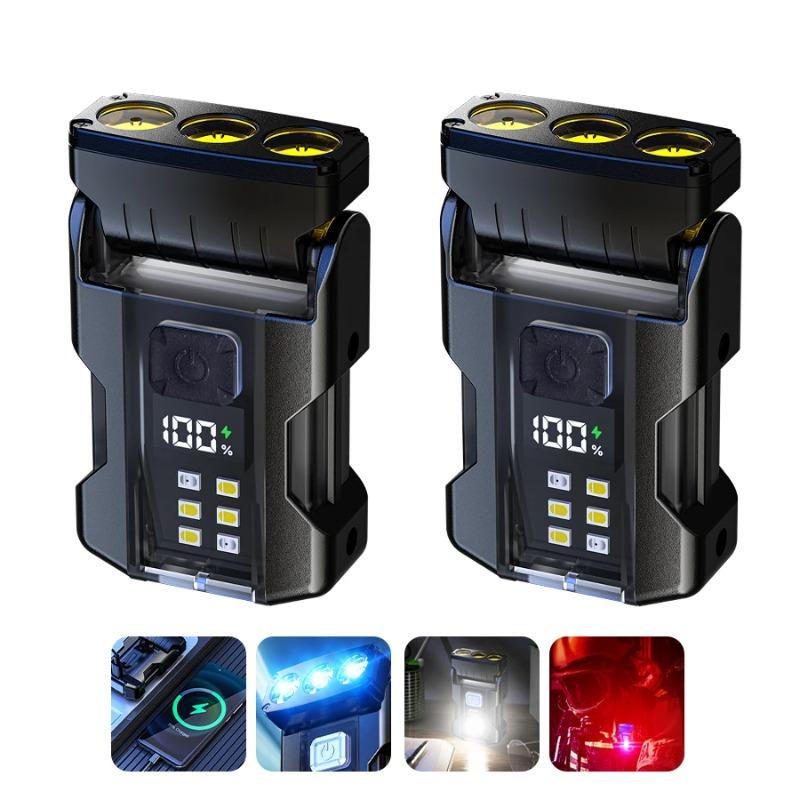 Мини EDC фонарик Type-C перезаряжаемый фонарь с магнитом клипса для шляпы 90 ° регулируемый фонарь для вспышки на открытом воздухе аварийный сигнальный фонарь