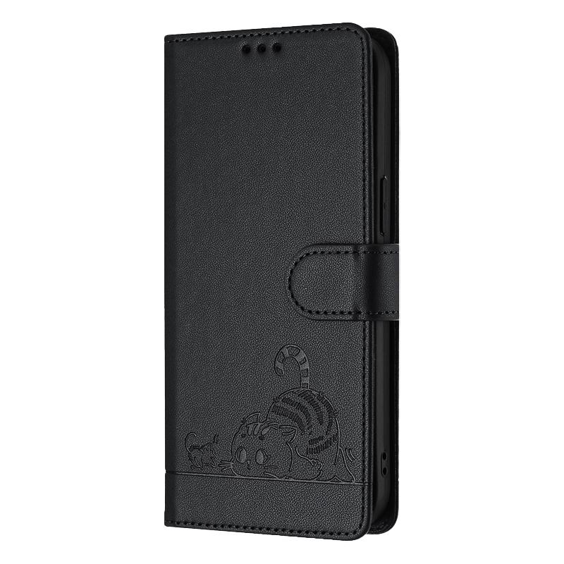 For Samsung Galaxy A07 / Galaxy A07S / Galaxy A08 Case Leather flap with cat pattern, pleasant to the touch Card holder function
