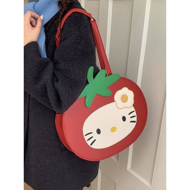 Tomato Hello Kitty Tote Bag For Women And Men With Padded Shoulder Straps And Storage Functionality