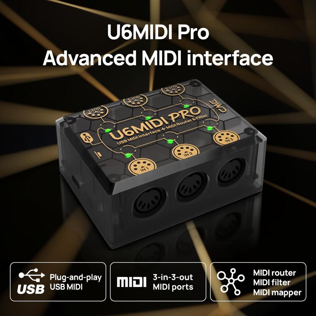 CME U6MIDI Pro USB MIDI-интерфейс с поддержкой 3 MIDI Thru, 3 входа/3 выхода, маршрутизатор, маппер, фильтр, объединение, разделение,