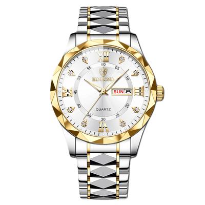 RORIOS Date Quartz Christmas Gold White Мужские часы, многофункциональные, дисплей, часы, светящиеся, легкие, водонепроницаемые, для работы, для поездок на работу, стильные,