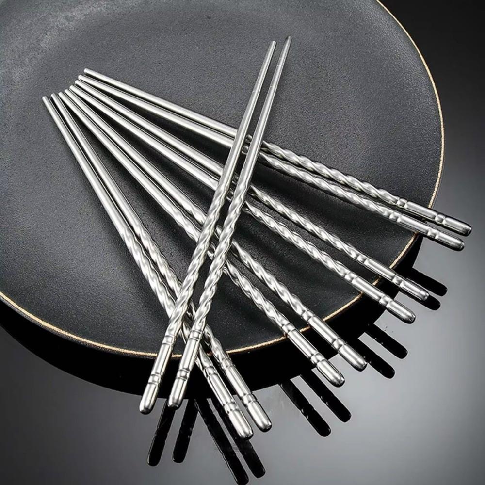 5 pairs Non-slip Sushi Chopstick Reusable Metal Chop Sticks Chinese Chopsticks Kitchen Tableware