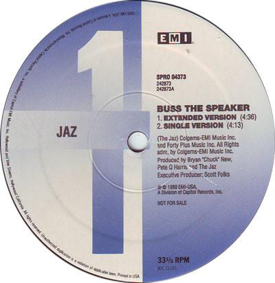 12-дюймовая пластинка JAZ Buss The Speaker Lets Play House SPRO04378 EMI США 1989 г. US Dance Electronica Б/у