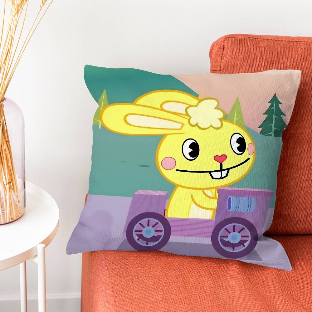 H-Happy Tree Friends Htf Подушка-обнимашка Наволочка Шелковистый Короткий Плюш С Невидимой Молнией Пылезащитная Наволочка на Подушку для Дивана Для Домашнего Декора