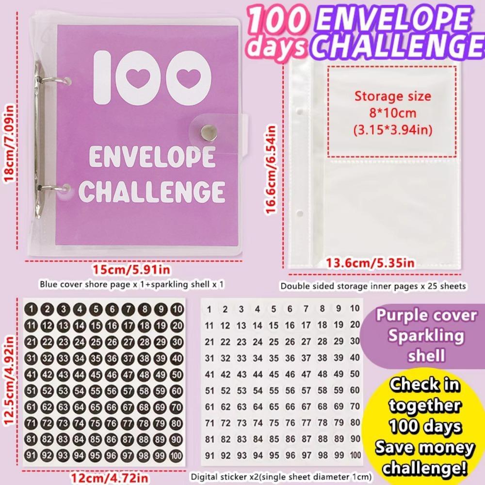 Устойчивый к разрывам 100-дневный конверт Challenge Binder Loose Leaf Mini Budget Binder Notebook Adult